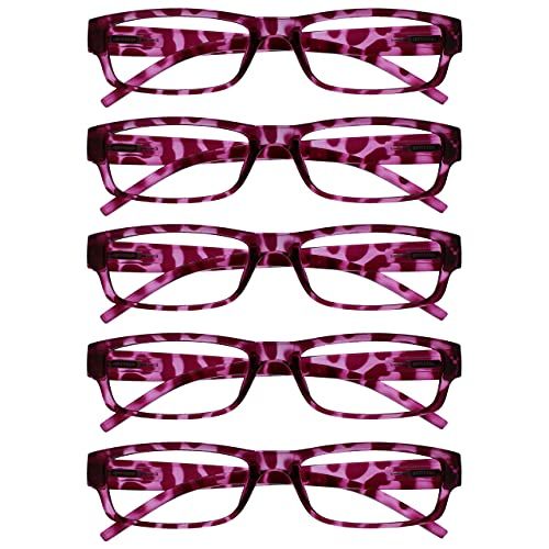 The Reading Glasses Company Roze schildpadwaarde 5 Pack lichtgewicht Mens Womens RRR32-4 +2.00