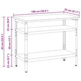 vidaXL Werktafel met plank Grijs en Beige 100 x 55 x 85 cm Staal