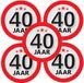 Bellatio Decorations sticker 40 ans - 15x - rond - Dia 9 cm - 40 ans anniversaire - jubilé - décoration d'âge