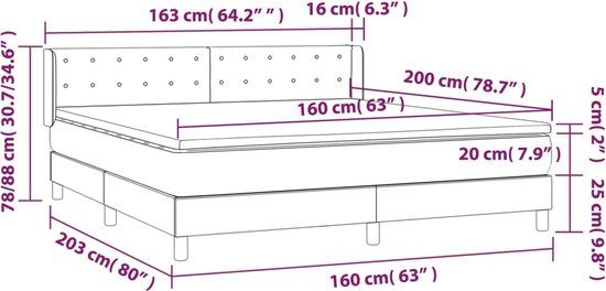 vidaXL Boxspring Bed - Kunstleer - Grijs - 160x200 cm
