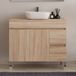 Haro Meuble de salle de bain 90cm sur pieds avec plateau et une cuve à poser arrondie - Sans miroir - Portes et tiroirs - Cambrian (chêne clair)