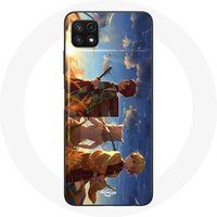 Maniacase Etui voor Samsung Galaxy A22 5G Tanjiro Inosuke en Zenitsu Demon Slayer Kimetsu no Yaiba Anime Manga