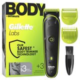 Gillette Labs i3 Body + Tondeuse intime pour homme avec technologie SkinFirst – Rasoir intime pour homme pour le corps et les parties intimes, étanche – Noir/vert