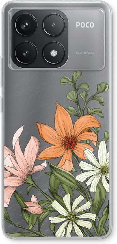 Case Company® - Xiaomi Redmi K70 Pro Hoesje - Floral bouquet - Back Cover - TPU