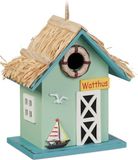 Relaxdays decoratief vogelhuisje - strandhuis - 24,5 x 19 x 13,5 cm - hout - hangend