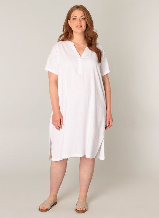 BASE LEVEL CURVY Yacinthe Jurk - Natural White - Maat 0(46)
