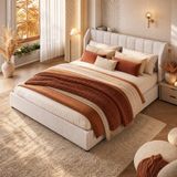 MODFU - Gestoffeerd Bedframe - Beige - 180 x 200 cm