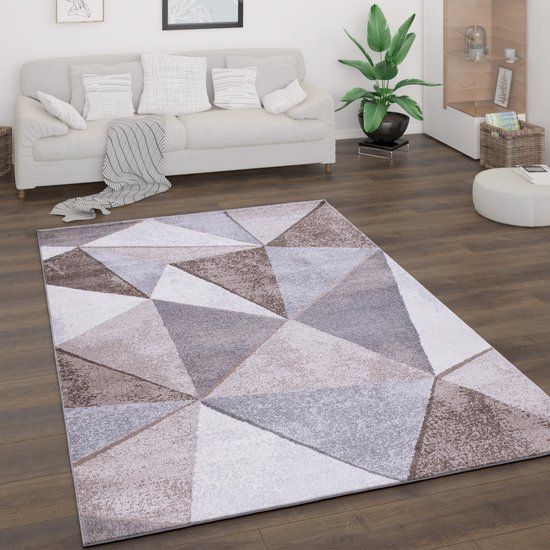 Paco Home Vloerkleed Woonkamer Laagpolig Vintage Abstract Modern Geometrisch Ruitpatroon 120x160 cm