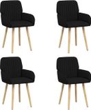 vidaXL Eetstoelen - 4 stuks - Stof - Zwart