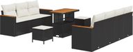 vidaXL Tuinbank - Set - 10 - st - Zwart - poly - rattan