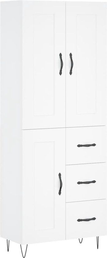 vidaXL Hoge kast bewerkt hout wit