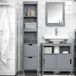 Meuble de salle de bain - Meuble de salle de bain - 30x145x30 cm - Bois - Autoportant - Avec étagères - Auto-assemblage - Gris clair