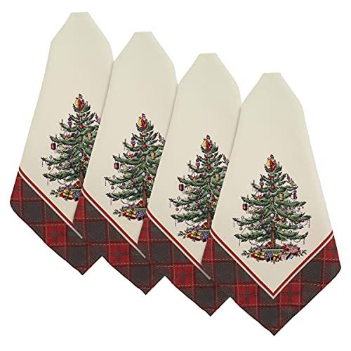 Spode - Servies Set - Kerstboom Tartan Collectie - Rood - Set van 4