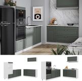 Vicco Keuken Fame-Line, Groen-Goud Landhuis/Wit, 340 cm, WB Marmer