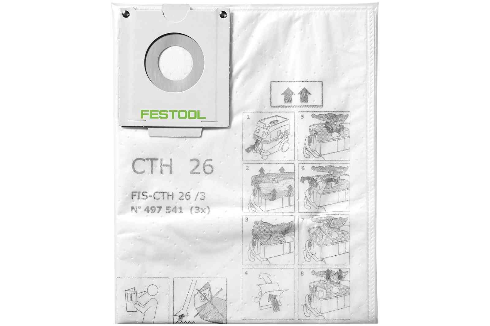 Festool CTH 26 Dust Bag - White - 3 Pack