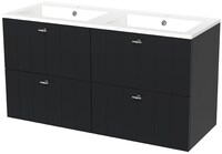 Maxaro Badkamermeubel 120cm Modulo Mat Zwart 4 lades Lamel Wastafel Mineraalmarmer - EAN: 6095820495468