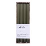 DONAU Home Set lange staafkaarsen, geribbeld, kaki-kleur, 4 stuks, 30 x Ø 2,25 cm, ongeparfumeerd