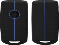 kwmobile autosleutel hoesje geschikt voor Mazda 3-Knoppen CX30 CX50 CX60 CX90 MX-30 hoes - Siliconen autosleutel behuizing - Auto sleutel case met honingraat - Sleuteletui in zwart / blauw