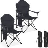 TRVLMORE Campingstoelen XXL - Opvouwbaar - 2-Pack - 160KG Draagvermogen - Incl. Draagtas - Grijs