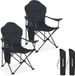 TRVLMORE Campingstoelen XXL - Opvouwbaar - 2-Pack - 160KG Draagvermogen - Incl. Draagtas - Grijs