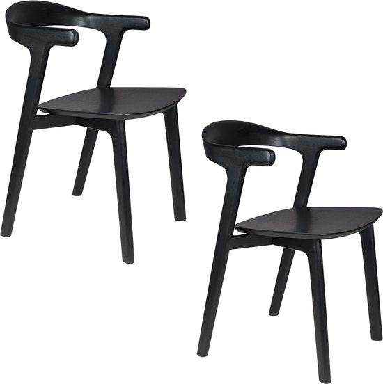 Zuiver Northwood Eetkamerstoelen Armleuning Hout Zwart - Set van 2