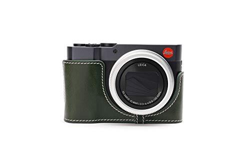 Zakao Leica C-LUX Case, Handgemaakte Echt Lederen Half Camera Case Tas Cover voor Leica C-LUX Bottom Opening Versie Met Hand Strap (Groen)