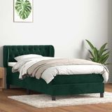 vidaXL Boxspring met matras fluweel donkergroen 80x220 cm