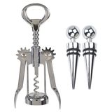 Excellent Houseware Hevel Hevel kurkentrekker/flessenopener rvs met 2x afsluitdoppen