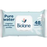 BIOLANE Lingettes nettoyantes pour le corps et le change de bébé, peaux sensibles, 99,9 % d'eau purifiée, 48 lingettes