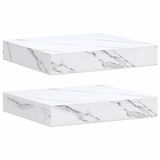 vidaXL Wandplank Wit Marmer 23 x 23,5 x 3,8 cm Bewerkt Hout
