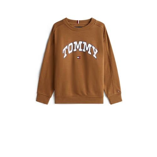 Tommy Hilfiger sweater bruin Jongens Katoen Ronde hals Logo - maat 176