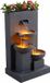 Teamson Home Tuin Waterornament Met Lichten - Waterfontein met Plantenbak - Tuindecoratie - Grijs