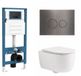 QeramiQ Dely Swirl Toiletset - reservoir à encastrer Qeramiq Flush - abattant avec frein de chute - plaque de déclenchement en métal gunmetal - boutons ronds - blanc mat