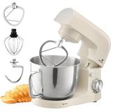 SENYA Multifunctionele keukenmachine, 1500 W, kom van roestvrij staal, 5 l, 10 snelheden + pulsfunctie, klopper, garde, haak inbegrepen, spatwaterdicht deksel met eierscheider, stil
