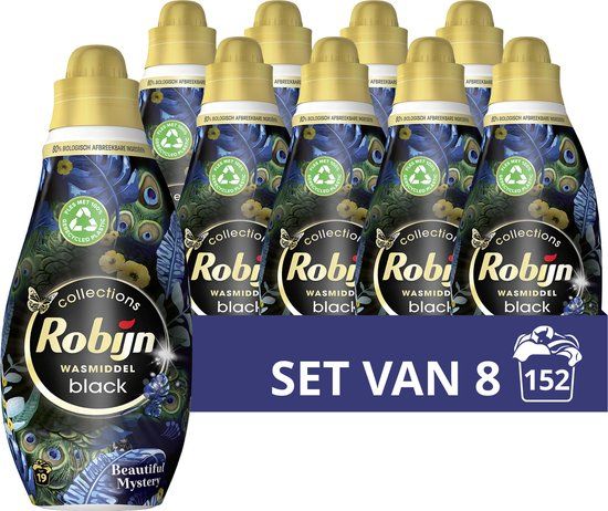 Robijn Klein & Krachtig Black Beautiful Mystery Vloeibaar Wasmiddel - 152 wasbeurten - Voordeelverpakking