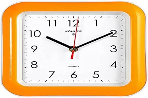 Home Orologio Parete Quadrato Arancio Cm 22 Decorazione Casa