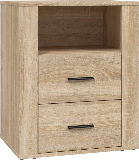vidaXL Nachtkastje 50x36x60 cm bewerkt hout sonoma eikenkleurig