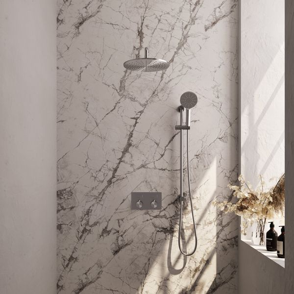 BRAUER Brushed Carving Thermostatische Regendouche inbouw - drukknoppen - SET 70 - RVS geborsteld PVD 5-NG-205