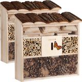 Cadoca Insectenhotel Set van 2 - Schorsdak Hout - 31x30,5x9,5cm