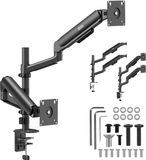 Ergo Office - Monitorbeugel voor 2 schermen, gasveer, 17"-32", 1-10 kg, mat zwart, ER-692 B
