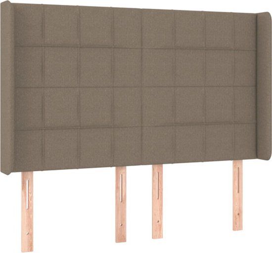 vidaXL Hoofdbord met randen 147x16x118/128 cm stof taupe