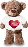 Bellatio Decorations Shoppartners Bv Knuffel teddybeer hartje - ik vind je leuk - 24 cm - pluche - met shirt