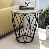 Hanah Home Moderne zijtafel met metalen poten, antraciet en wit, 46 x 57 x 46 cm, 100% melamine gecoat deeltjesbord, 18 mm dik, stijlvol en functioneel design