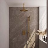 Brauer Gold Edition Thermostatische Regendoucheset Inbouw - Hoofddouche 30 cm - 3 Weg - Handdouche Staaf - Doucheslang - Geintegreerde Glijstang - Geborsteld Goud