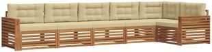 vidaXL - Canapé d'angle - 6 places - Acacia - Naturel et Beige