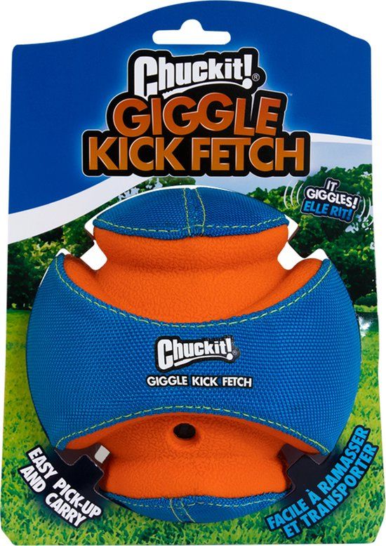 Chuckit! Giggle Kick Fetch - Hondenspeelgoed - Ø14 cm - Blauw/Oranje