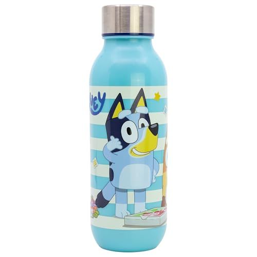 STOR Bluey Drinkfles 640ml Kinderen Herbruikbare Waterfles Plastic met Stalen Dop BPA-vrij School Sport Meisjes Jongens