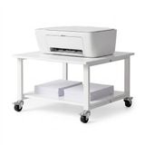 Relaxdays Printertafel - op wielen - 32 x 50 x 50 cm - wit