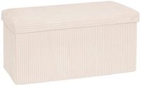 Atmosphera Hocker / Poef Ribcord - opvouwbaar - wit - MDF/polyester - 76 x 38 cm - opbergruimte - extra zitplaatsen - 2 persoons