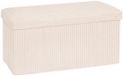 Atmosphera Hocker / Poef Ribcord - opvouwbaar - wit - MDF/polyester - 76 x 38 cm - opbergruimte - extra zitplaatsen - 2 persoons